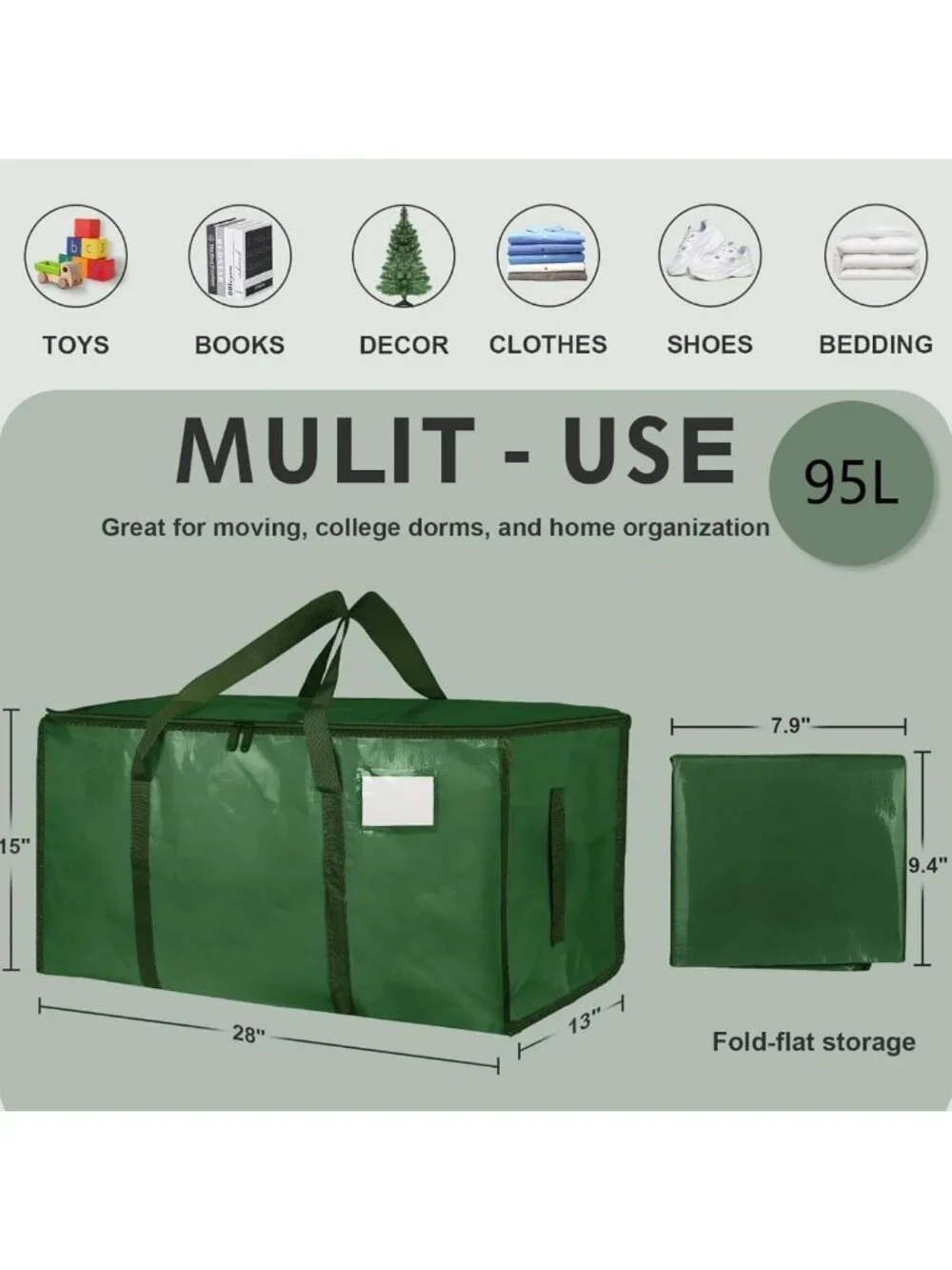 Extra Large Heavy Duty Moving Bags - Waterproof Storage Totes with Zippers